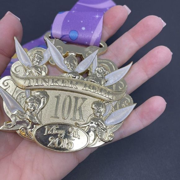 Tinkerbell 10k Finishers Medal 2015 Gold Disneyland Run Disney runDisney - Picture 5 of 5